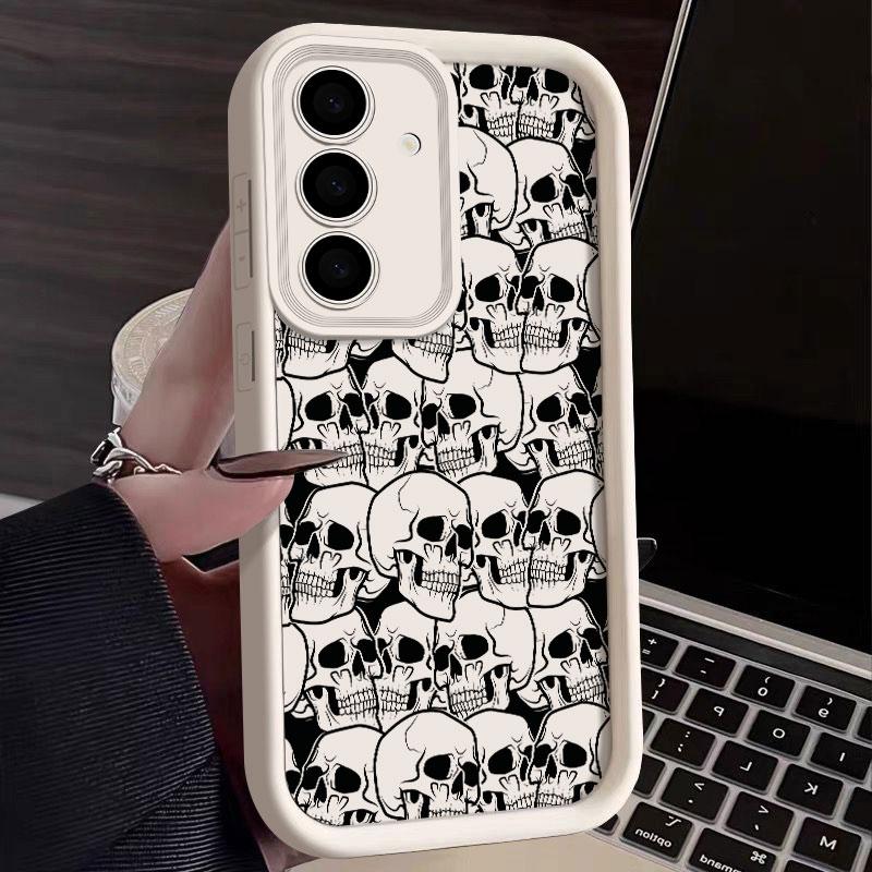 Чехол для телефона Samsung S26 S25 S24 S23 S21 S20 Ultra Ужас Черный Череп Скелет Funda Для Galaxy S25 S24 FE S26 Plus Мягкий Чехол