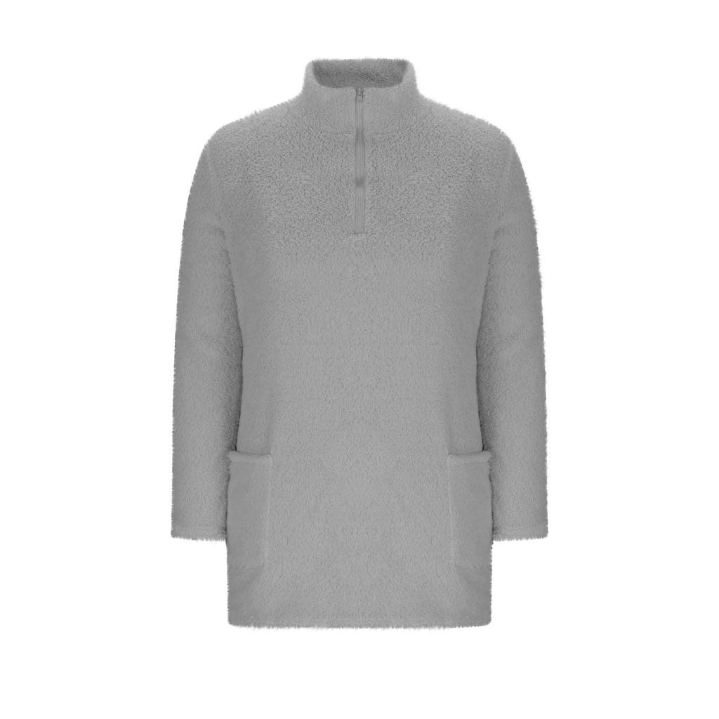 Женская толстовка со стоячим воротником, уютный пуловер, мягкий свитер, модный свободный топ для осени.