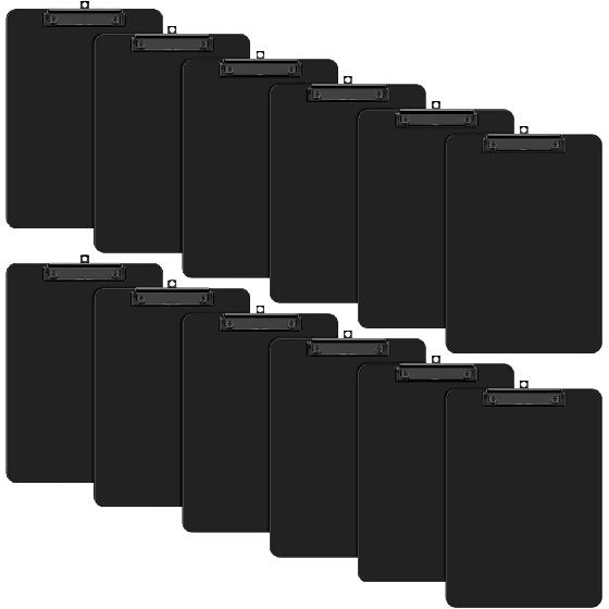 Plastic Clipboard Set of 2, 12.5 x 9'' Letter Size for Classroom, Students, Teacher, Nurse, A4 Black 8.5 x 11'' Clip Board with Low Profile Black