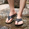 Summer Shoes Men Slippers Flat Genuine Leather Holiday Slippers Brand Mens Flip Flop Non-slip