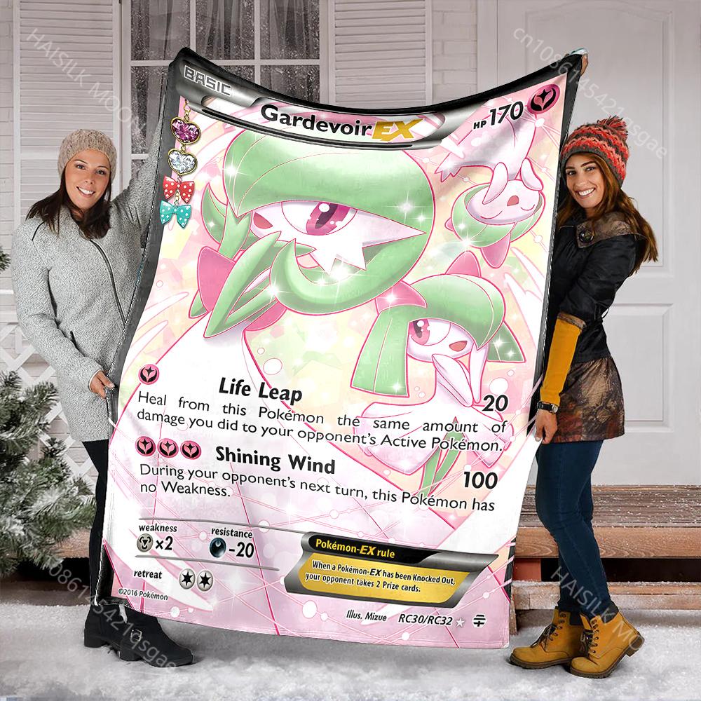 1PC Japan Pokémon Gardevoir Card Print Blanket Adult Children Warm Blankets Home Travel Car Camping Picnic Luxury Gifts