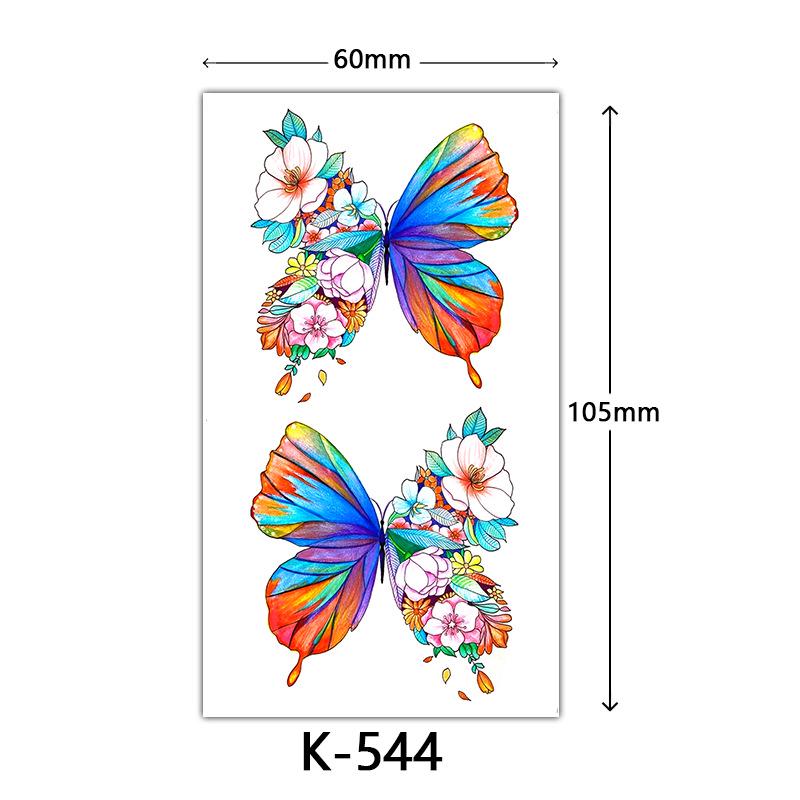 Waterproof Tattoo Stickers: English Letters, Flowers & Butterfly Sketches