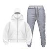 Mens Oversized Zip-Up Hoodie Matching Jogger Set Casual Winter Two-Piece Outfit