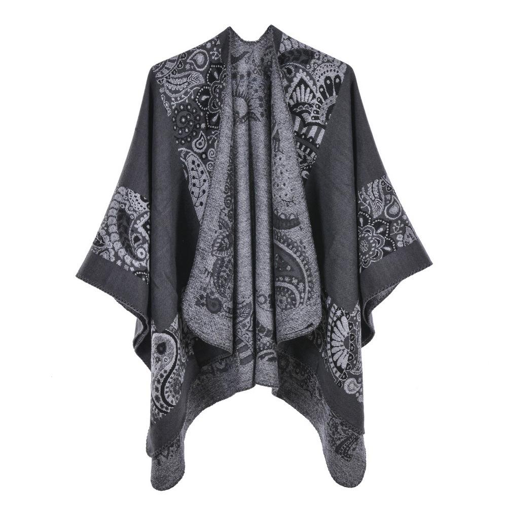 Ponchos Coat Cashmere Scarves Women Winter Warm Shawls And Wraps Pashmina Thick Capes Blanket Femme Scarf