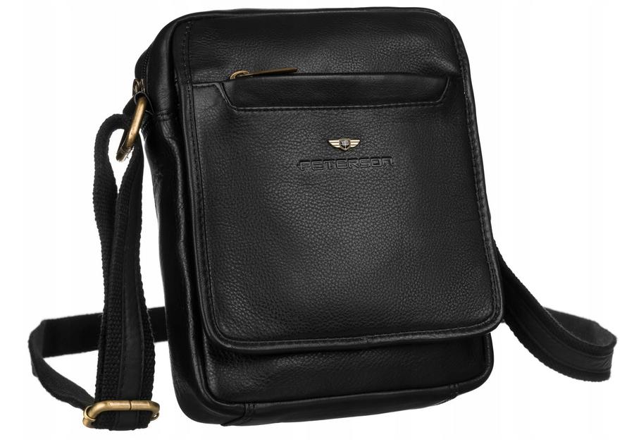 Men's urban messenger bag made of natural leather - Peterson