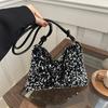 Internet Celebrity Sequined Knotted Shoulder Strap Shoulder Bag Women 2025 Early Spring New Versatile Ins Messenger Bag Small Square Bag Women