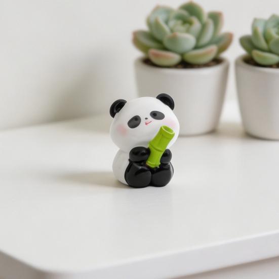 2 Pcs Mini Panda Figurines Cute Resin Panda Statues DIY Miniature Panda Cake Toppers for Fairy Garden Micro Moss Landscape Office Home Desk Decoration