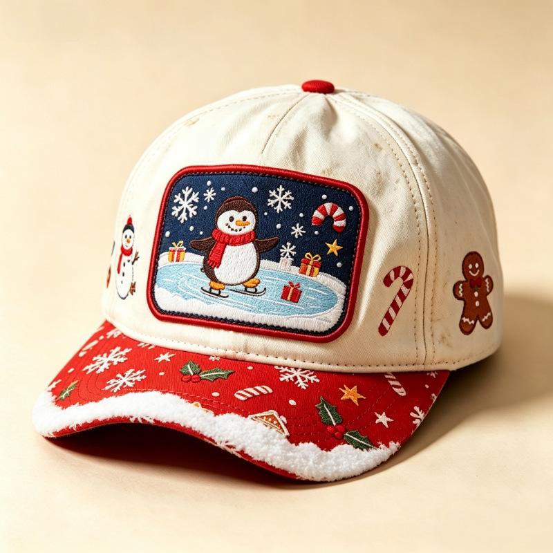 New Christmas themed baseball cap D digital printing snowman sun hat men's sun protection hat