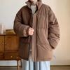 Зимняя однотонная утепленная куртка с воротником-стойкой и хлопковой подкладкой, мужская американская ретро-свободная и универсальная куртка с хлопковой подкладкой, повседневная куртка из хлеба