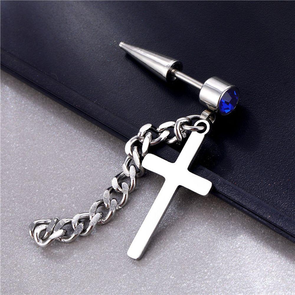 Punk Titanium Steel For Women Pendent Feather Men Earrings Ear Jewelry Cross Korean Dangle Earrings