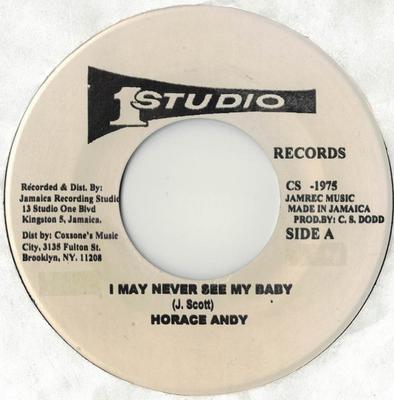 7-дюймовая пластинка HORACE ANDY I May Never See My Baby CS1975 Ямайка Регги Ска Даб Б/у