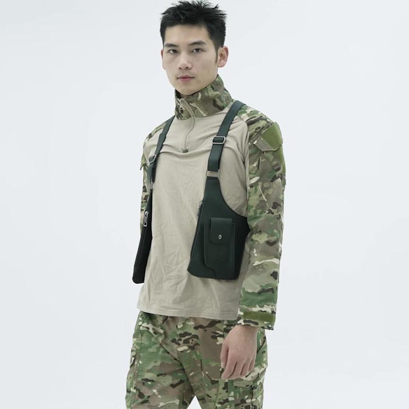 Double Shoulder Strap Multi-Pocket Outdoor Anti-Theft Tactical Fishing Bag Waterproof PU Multi-Purpose Men's Crossbody Bags