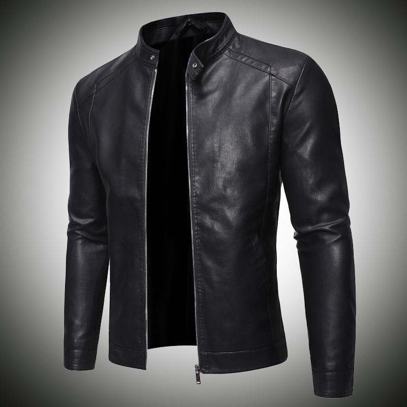 Men's Black Leather Jacket Motorcycle Jacket Fashion New Slim Casual Men's Leather Jacket Motorcycle Jacket