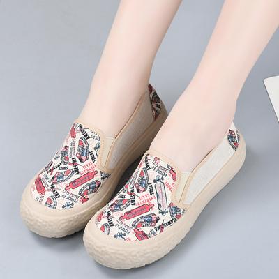 Модная обувь для женщин Весна и Осень Дышащая Повседневная Универсальная Плоская S Модный принт Слипоны Удобные Нескользящие Кроссовки