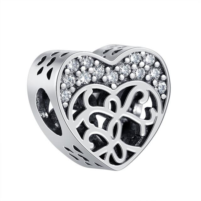 New 925 Silver Heart Shape Love Family Flower Rainbow Diy Fine Beads Fit Original Pendant Charms Silver 925 Bracelet Jewelry
