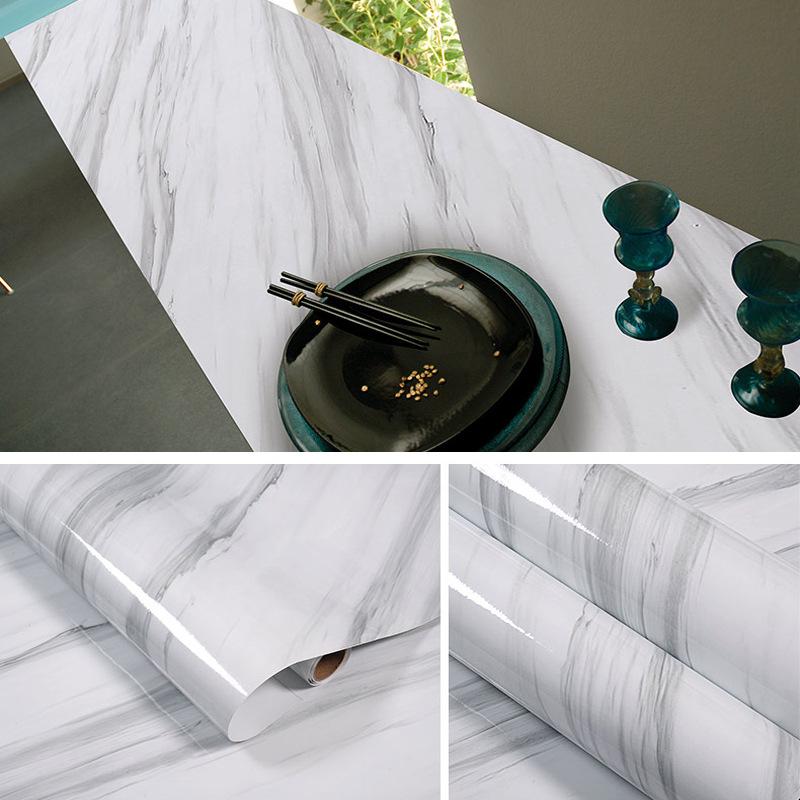 5 M Pearl White DIY Decorative Film PVC Self Adhesive Wall Paper Furniture Renovation Stickers Kitchen Waterproof Oil-proof Marble Wallpaper