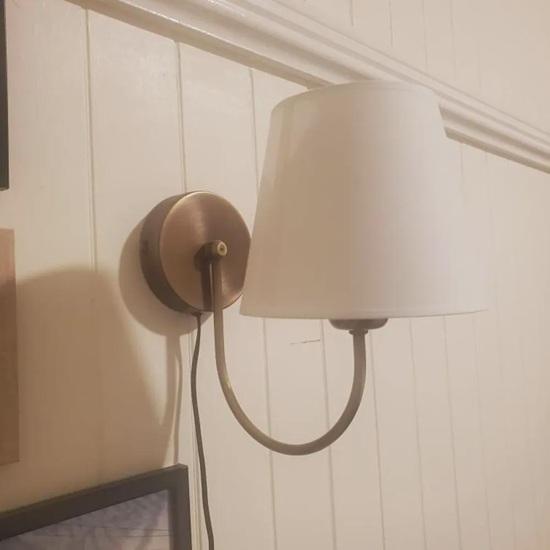 Mid-Century Brass Wall Sconce with Fabric Shade Entryways, Hallways, Bedrooms, Office, Home Decor Gift