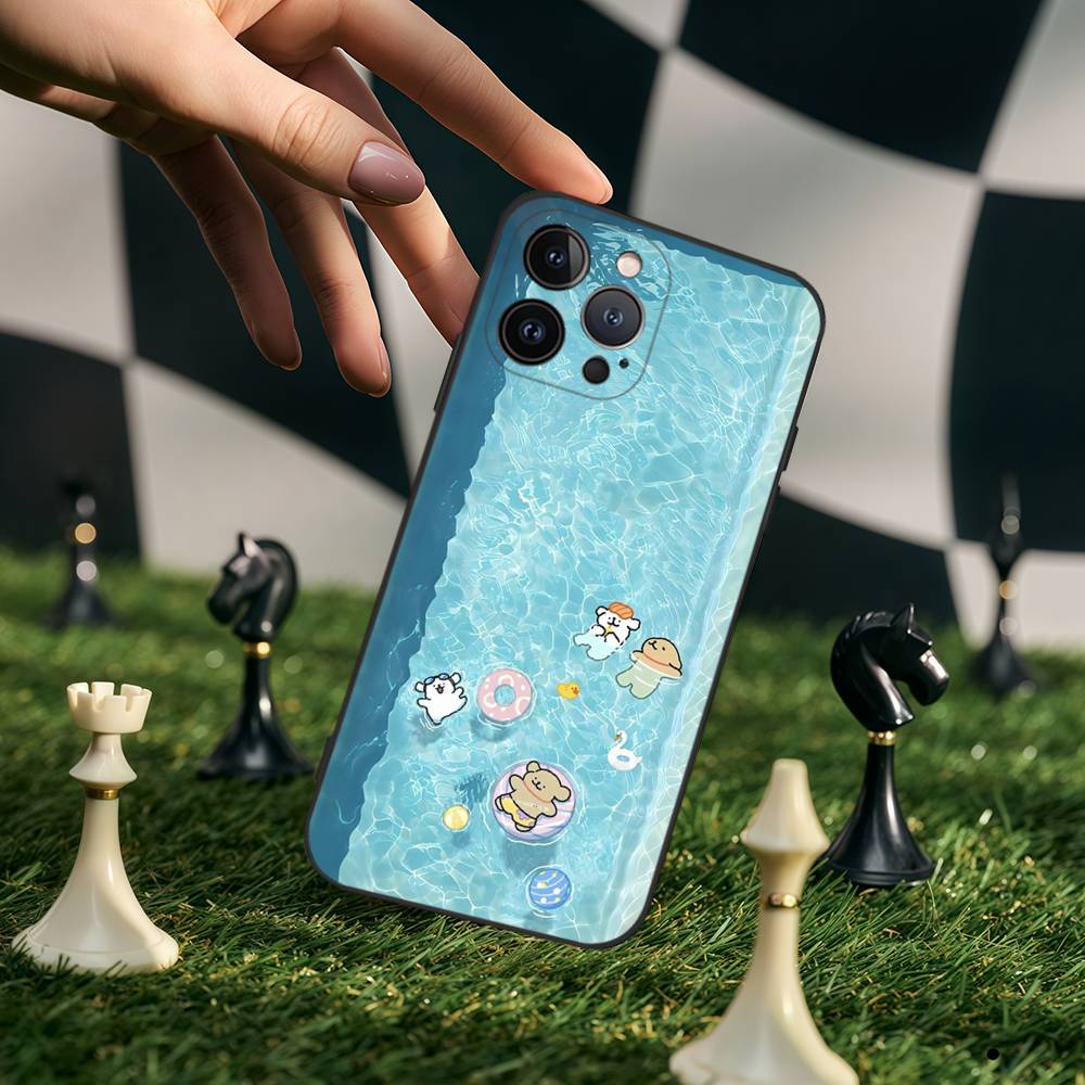 Корея Линия Щенячий Мальтийский Пудель Чехол для Телефона Для IPhone 17 16 15 14 13 12 11 Pro Max Mini Air Черный Ударопрочный Мягкий Чехол Fundas
