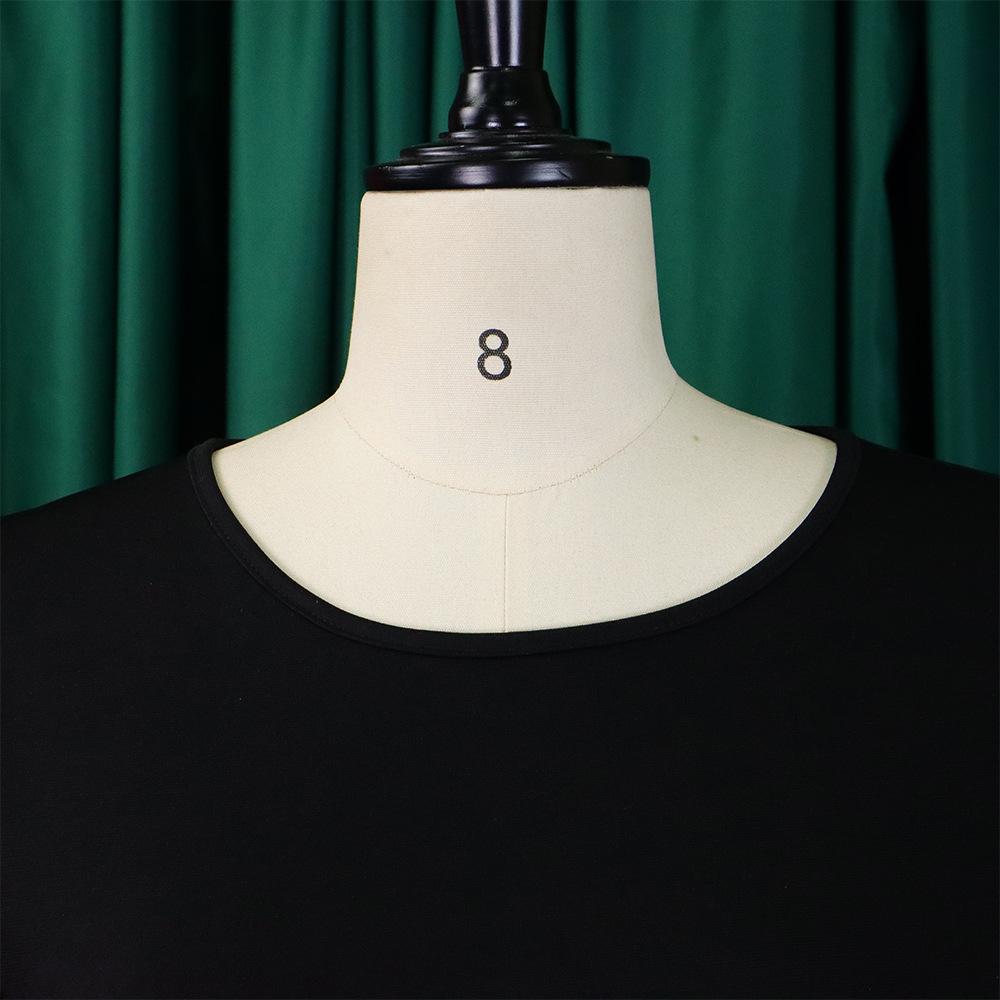 YYFS Женская мода лето весна однотонный принт с коротким рукавом и круглым вырезом с высокой талией повседневные платья