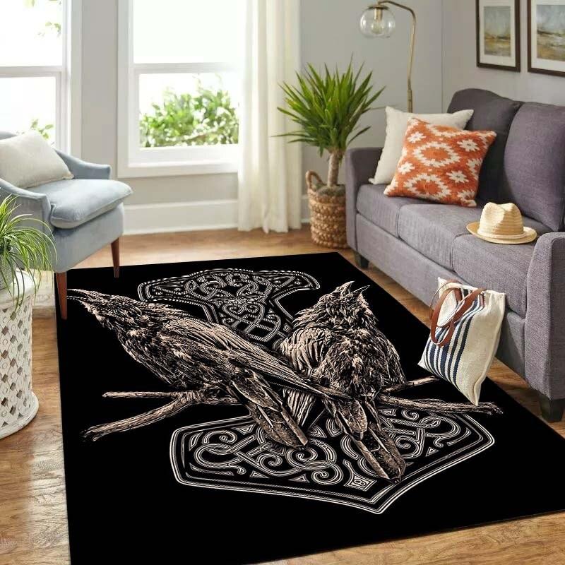 Ковры с татуировкой викингов, украшение для гостиной, противоскользящий коврик для спальни, мягкий фланелевый большой ковер и ковер