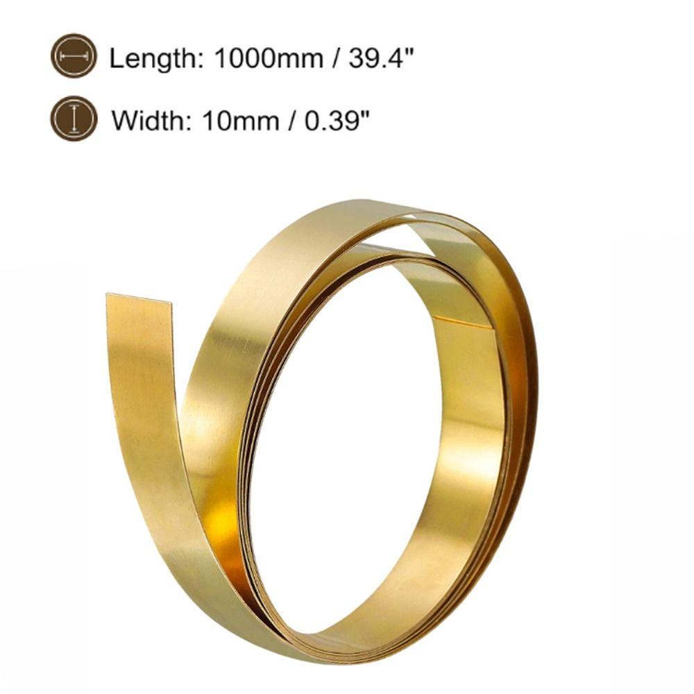 Рулон желтой латуни 1000 мм x 10 мм Тонкая латунная полоска Золотая пленка Проволока Закладка Штампованная табличка