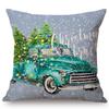 Cute Watercolor Christmas Decoration Sofa Throw Pillow Case Christmas Truck Tree Lovely Puppy Dog Letter Snow Cushion Cover