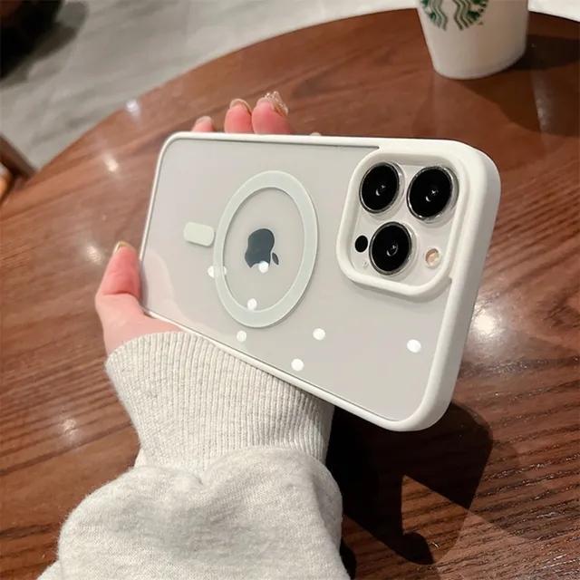 For iPhone 16 Pro Max Luxury Magsafe Magnetic Candy Frame Phone Case For iPhone 11 12 13 14 15 Plus Transparent Protective Cover