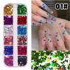 12-Color Mixed Nail Art Sequins, Laser Symphony Star Butterfly Fluorescent Diy Nail Art Decorative Sequins