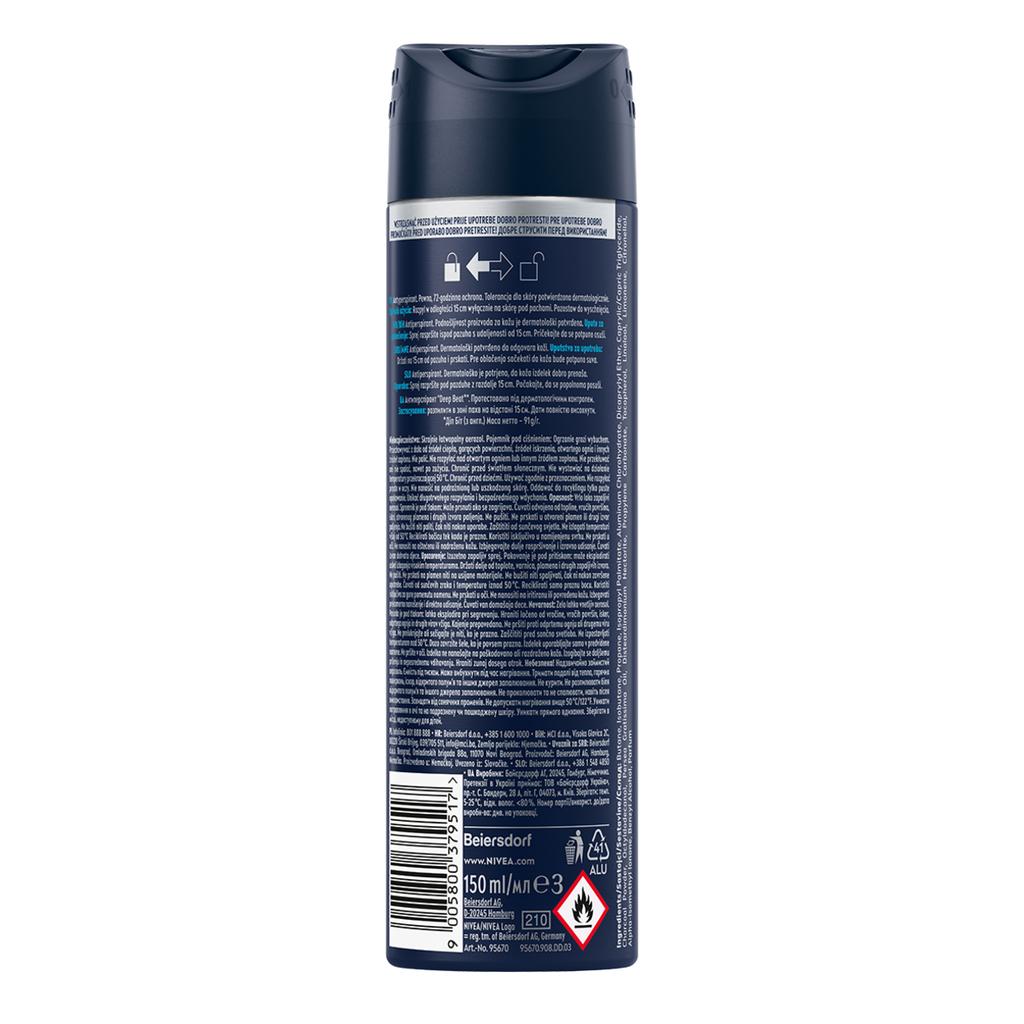 Nivea Men Deep Beat Antyperspirant Męski W Sprayu 72H 150 Ml