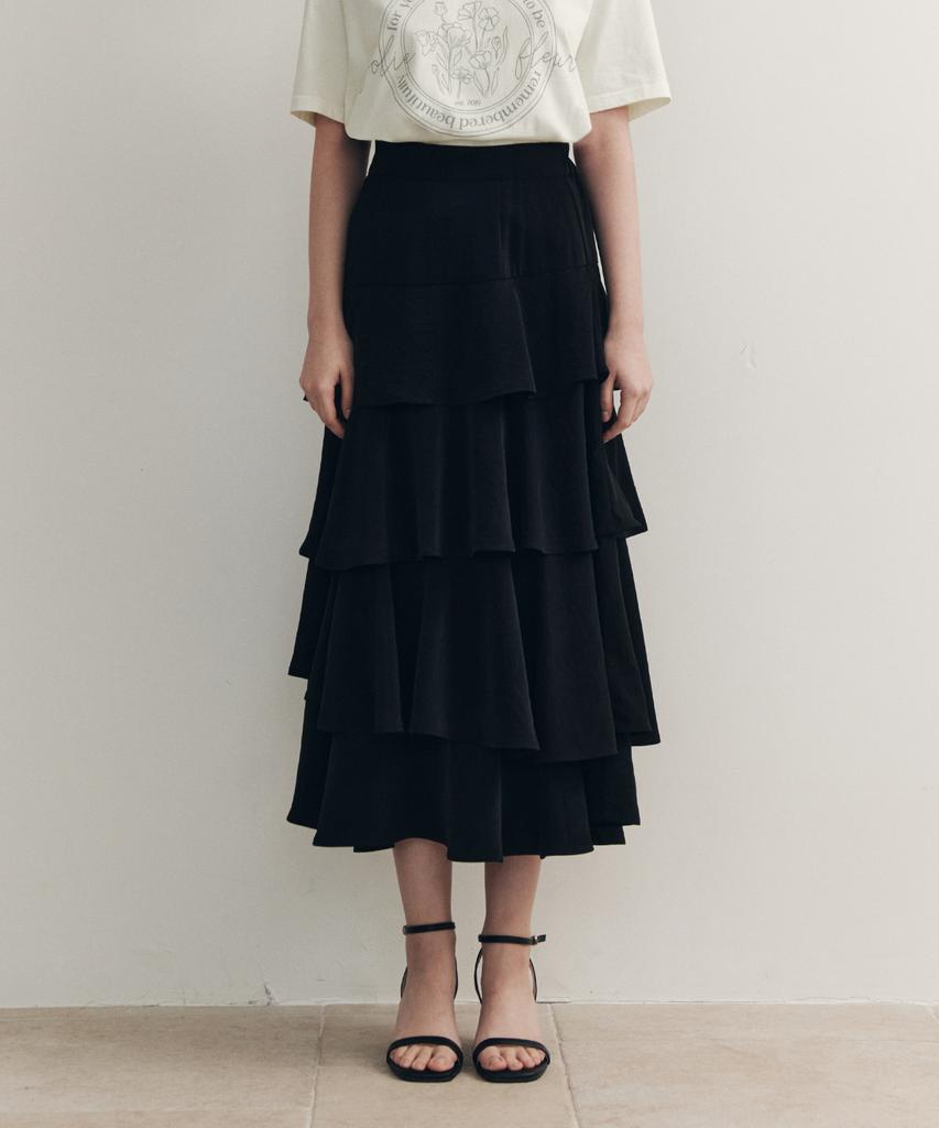 Zero Street [3 Colors] Tiered Flare Skirt