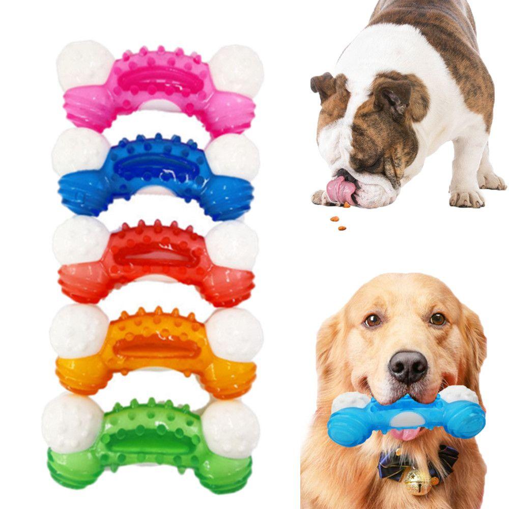 Chewer Tough Wobbling Bone Shape Interactive Pet Rubber Bite Dog Chew Toys Teeth Cleaning Toy