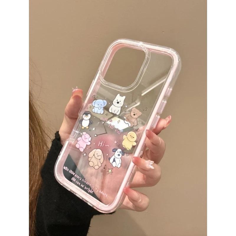 Креативные часы-животное для Apple iPhone17promax с цветной кромкой 16 чехол для мобильного телефона 14 милые 13 наборы 15