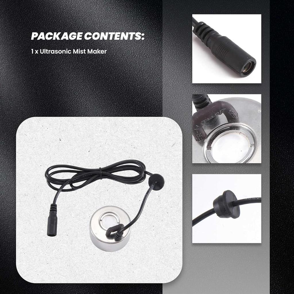 DC 12V Mist Maker Fogger Ideal for Rockery, Fishtank, Birdbath Decor - Indoor Fountain Atomizer Reptile Humidifier Small Automatic Fogger