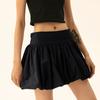 Women's Bubble Skirt Ruffle Hem Pleated Short Skirt High Waist PuffyStreetwear A-Line Flared Skirt
