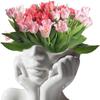 Face Vase White Girl Flower Vase for Home Decor, Modern Ceramic Figurines Vase, Sculpture Art Decorations for Living Room Centerpiece Table Wedding