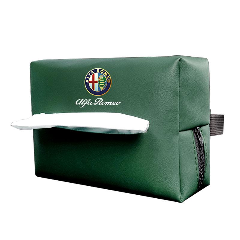Leather Car Tissue Box Sun Visor Seat Back Hanging Bag Accessories For Alfa Romeo 4C 159 166 Spider Giulia Giulietta 156 147 GT