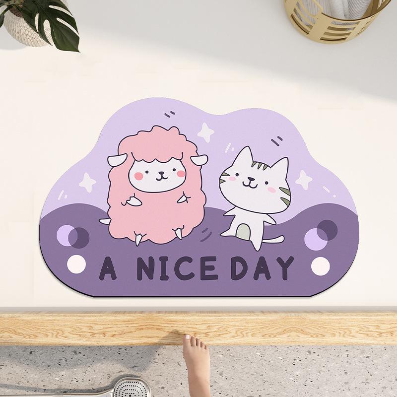 Panda Cartoon Non-Slip Absorbent Diatomaceous Earth Bathroom Doorway Mat