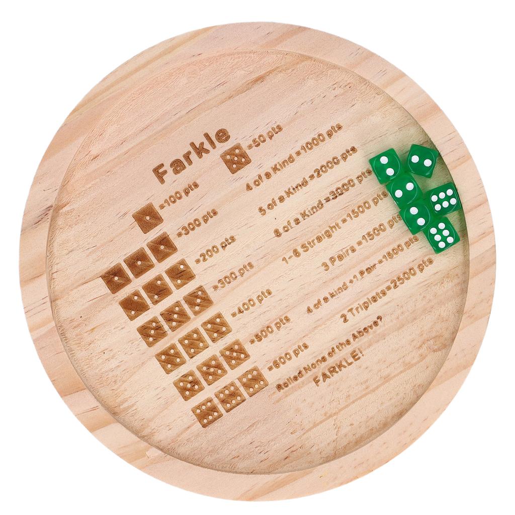 Farkle Dice Tray Improve Math Skills Wooden Classic Dice Game Tray for Family Game Round 18cm