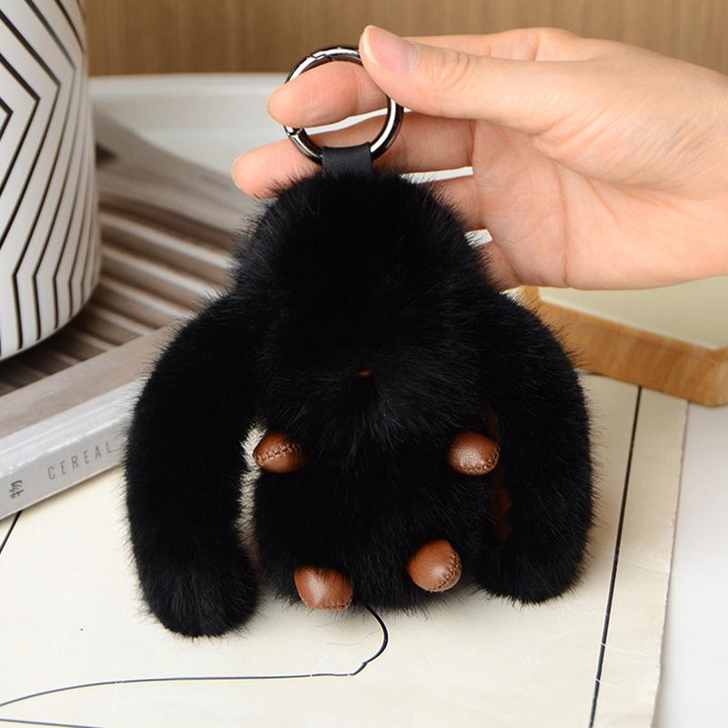 Милый пушистый кролик брелок кольцо плюшевый помпон кролик сумка кулон для пары автомобиль брелок ювелирные изделия подарки