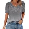 Женская Мода Повседневная V-образный вырез Короткий рукав Принт Рубашка Женские Топы