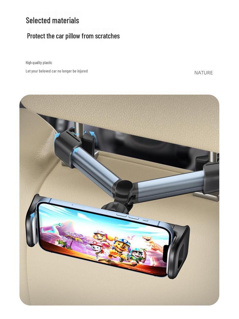 Вращающийся Телескопический Универсальный Держатель для Телефона и Планшета на Подголовник Автомобиля