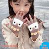 Children's Cute Cartoon Bird Half-Finger Flip-Top Winter Gloves for Boys and Girls.