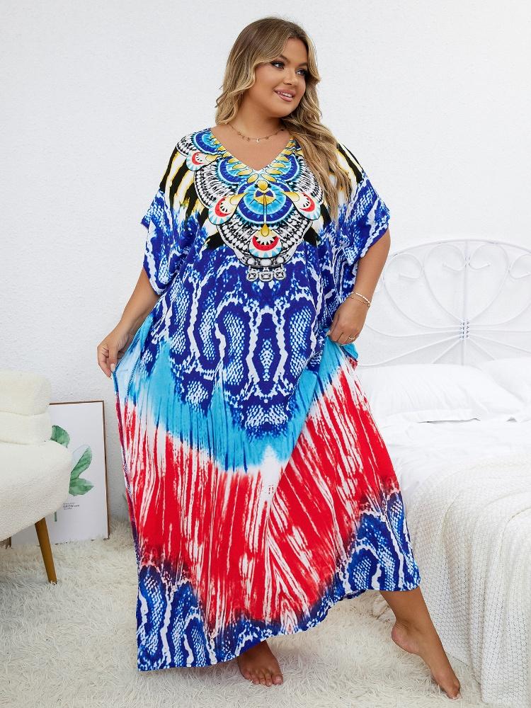 EDOLYNSA Красочный богемный женский халат больших размеров, Домашняя одежда, кафтан, легкая куртка, купальник, накидка, пляжная одежда, домашний халат Q1415