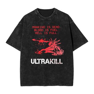 2026 Горячая Распродажа Потрясающие Футболки для Стрелялки Ultrakill Мужская Женская Одежда Хлопковая Стиранная Футболка Оверсайз Летняя С Коротким Рукавом Повседневные Футболки Свободные Топы