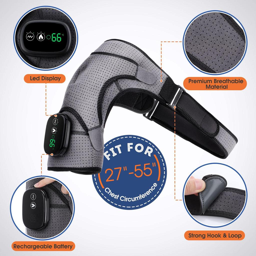 Electric Heated Vibration Massage Shoulder Pad Shoulder Support Belt Joint Pain Relief Shoulder Physiotherapy Massager