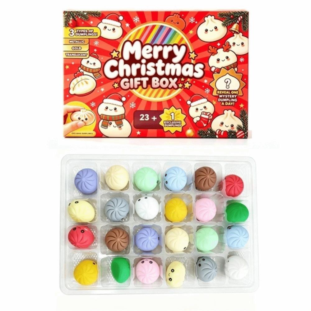 24pcs/set Slow Rising Mystery Dumplings Squeezes Toy Dumplings Fidget Toy Advent Calendar