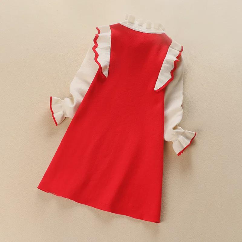 Платье принцессы с длинными рукавами и кружевом для девочек 2024 года на осень и зиму