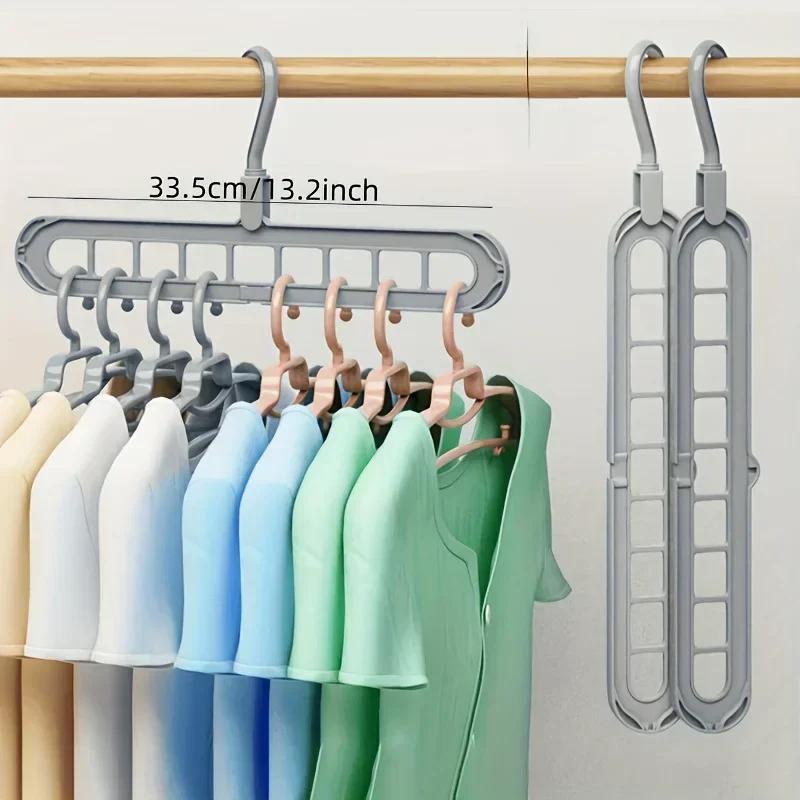3Pcs 9-Hole Foldable Clothes Hangers Plastic Heavy Duty Space Saving Organizer Hangers For Clothes Home Closet Wardrobe Hanger