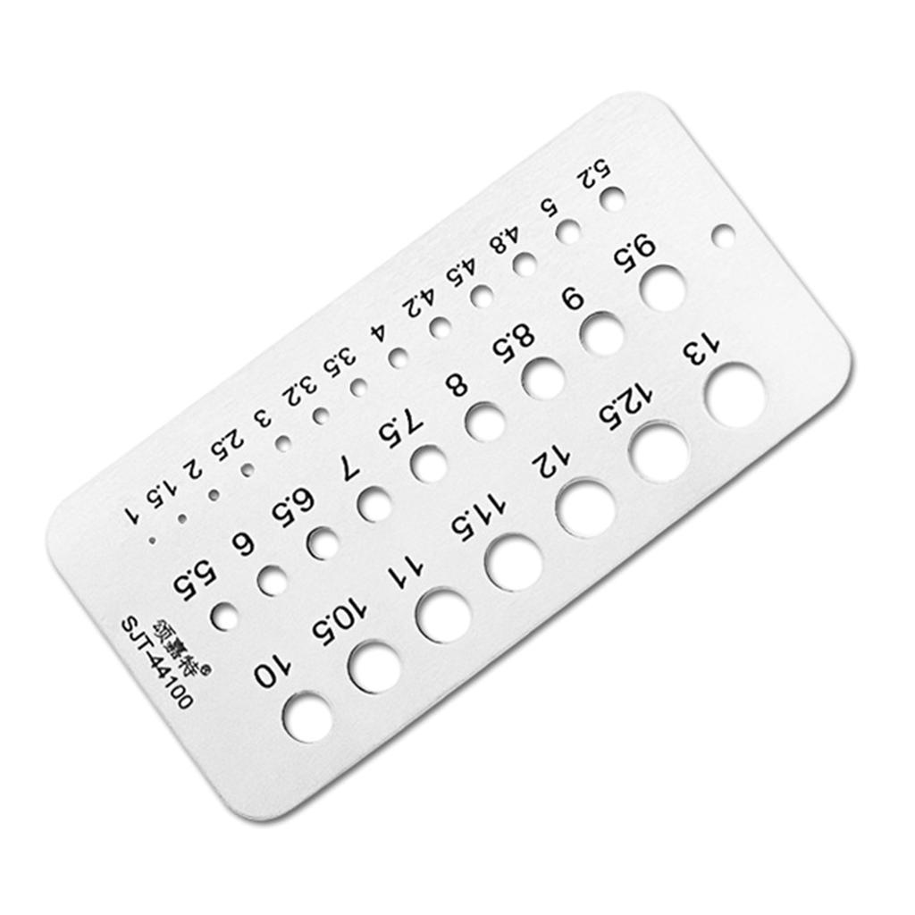 Metric/Inch Drill Bit Gauge Stainless Steel Fractional Drill Bit Size Gauge Measuring Tools 29 Holes Drill Bit Gauge