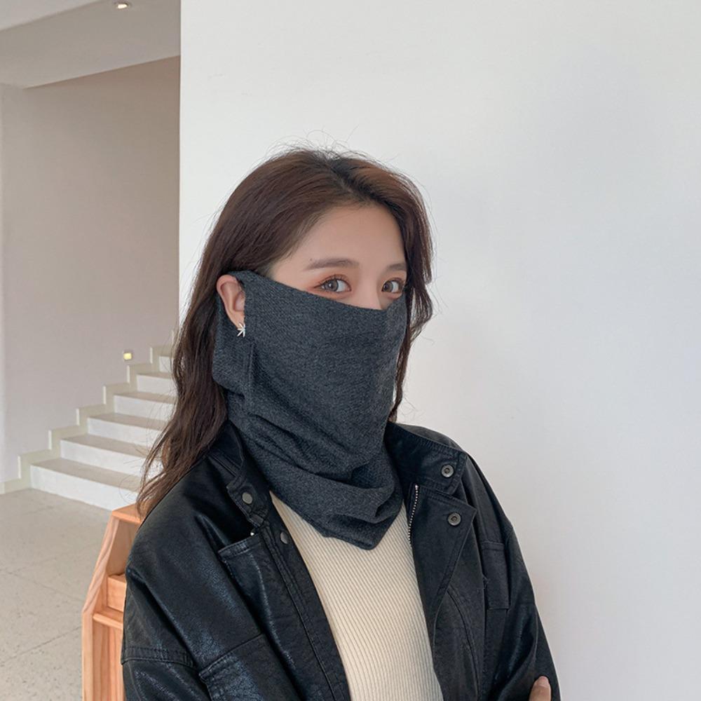 Neck Protection Women's Ear-mounted Masks Hanging Ear Neck Cover Knitted Bib  Autumn Winter